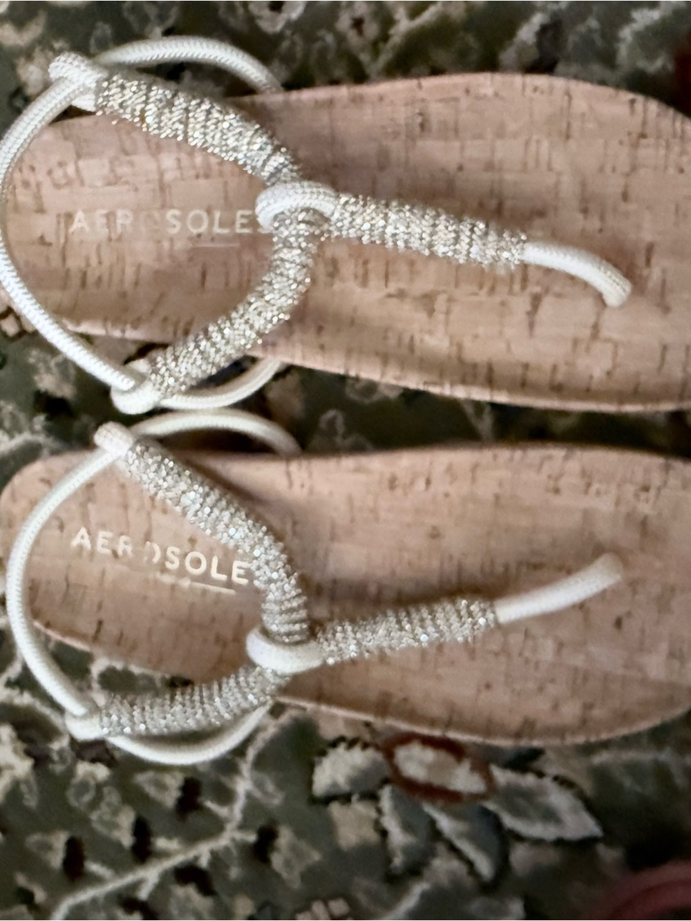 AEROSOLES White and Metallic Gold on the straps, Cork Footbed Sandals